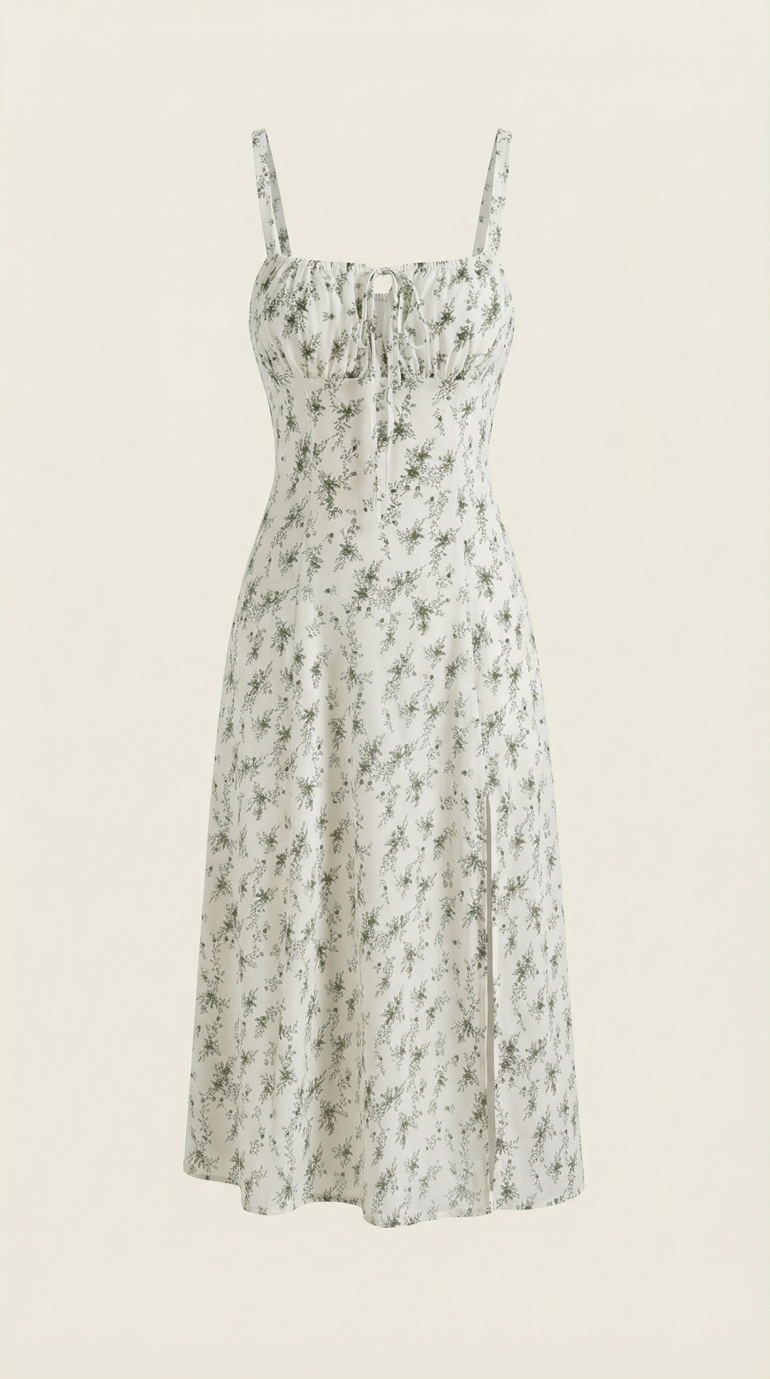 Women's Vintage Floral A-Line Midi Dress - Sweetheart Adjustable Back