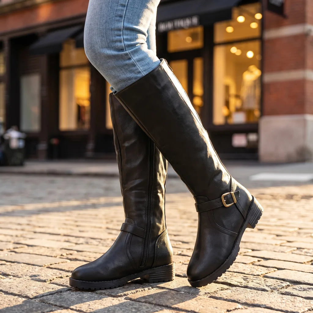 Women’s Knee-High Boots with Ankle Buckle