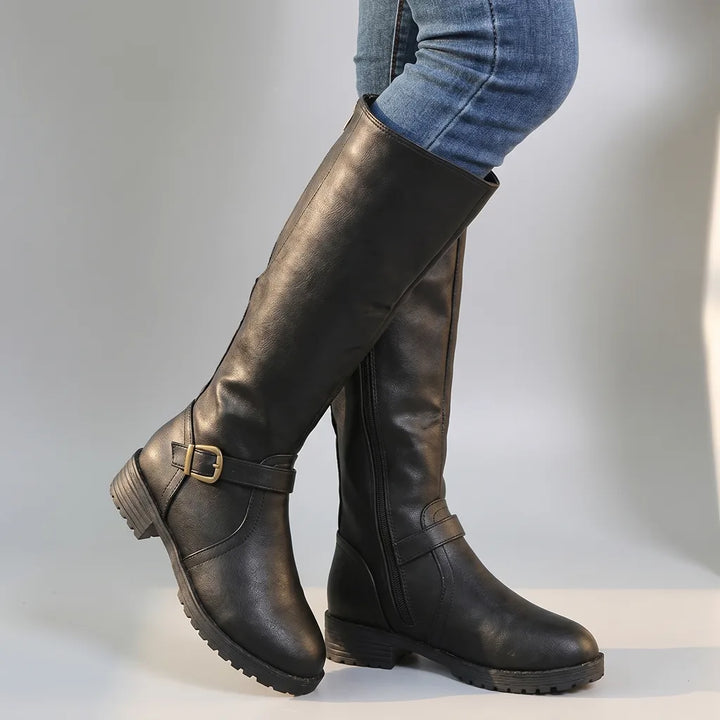 Women’s Knee-High Boots with Ankle Buckle