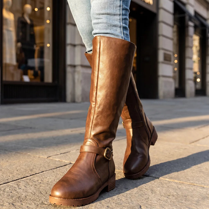 Women’s Knee-High Boots with Ankle Buckle