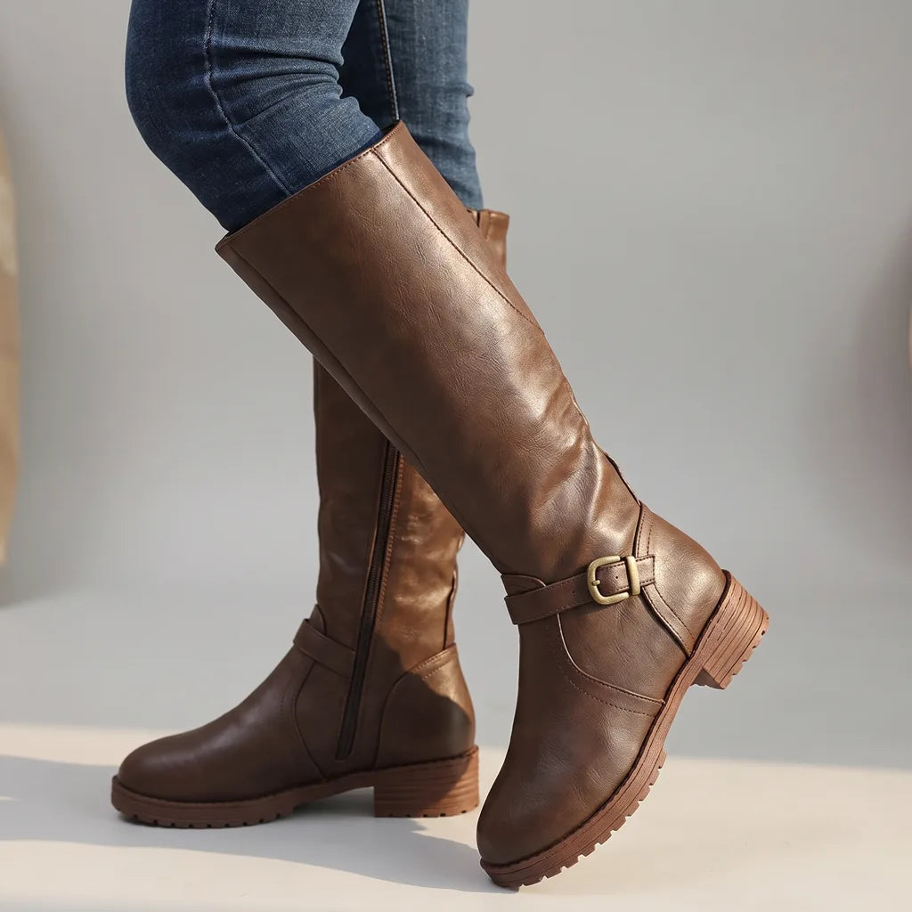 Women’s Knee-High Boots with Ankle Buckle