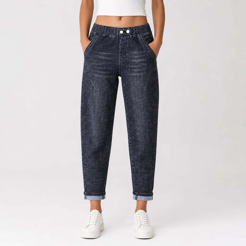 Women's Baggy Wide-Leg Mom Jeans - High-Waisted Relaxed Denim