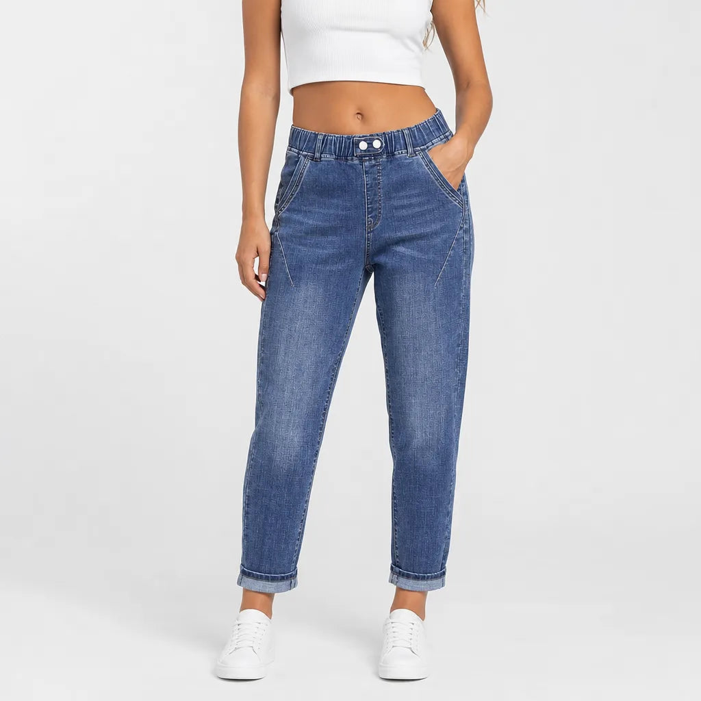 Women's Baggy Wide-Leg Mom Jeans - High-Waisted Relaxed Denim