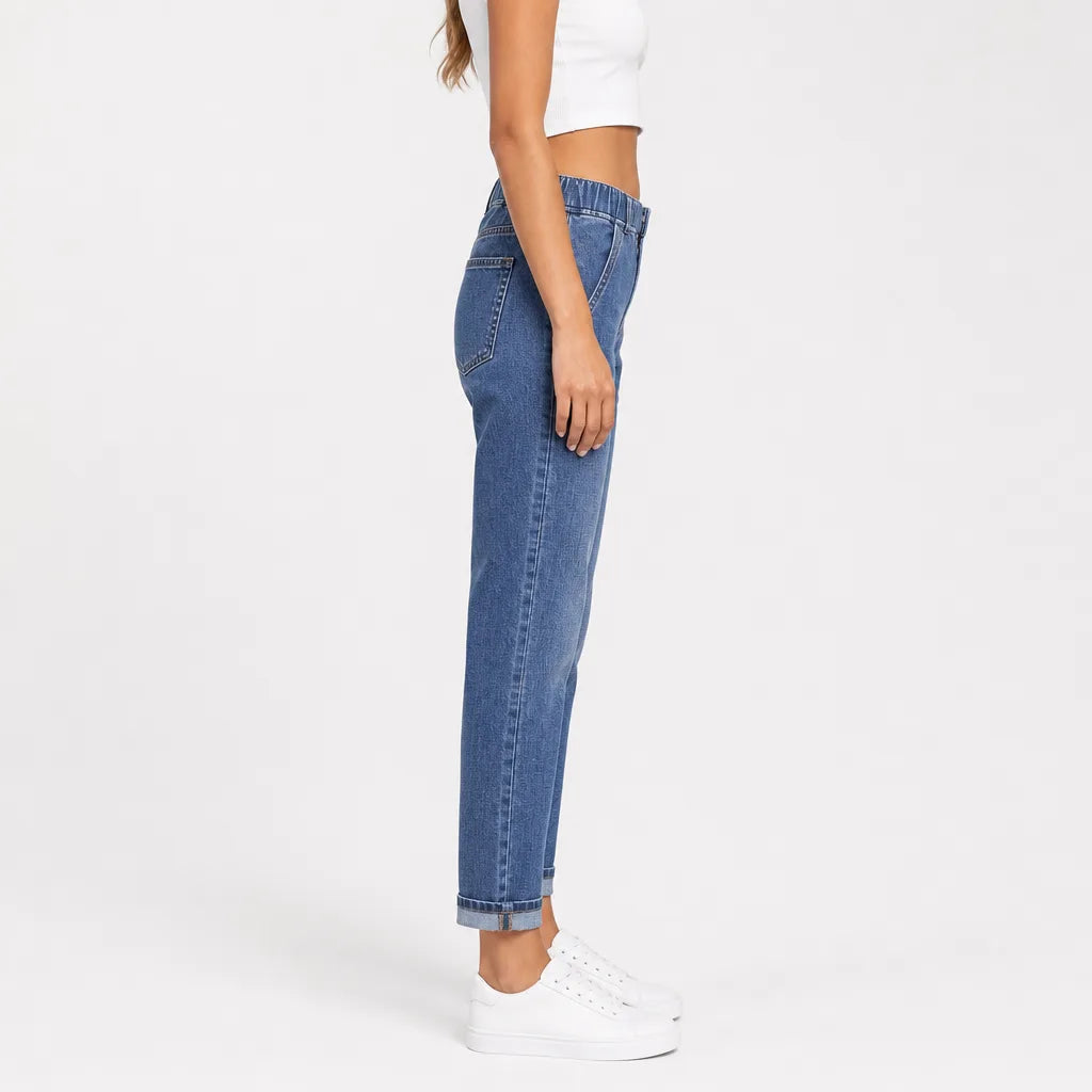 Women's Baggy Wide-Leg Mom Jeans - High-Waisted Relaxed Denim