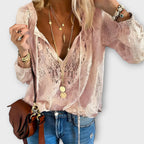 Rosalynn | Women's V-Neck Long Sleeve Lace Blouse
