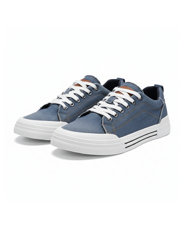 Men’s Denim Low Top Casual Sneakers | Canvas Walking Flat Shoes