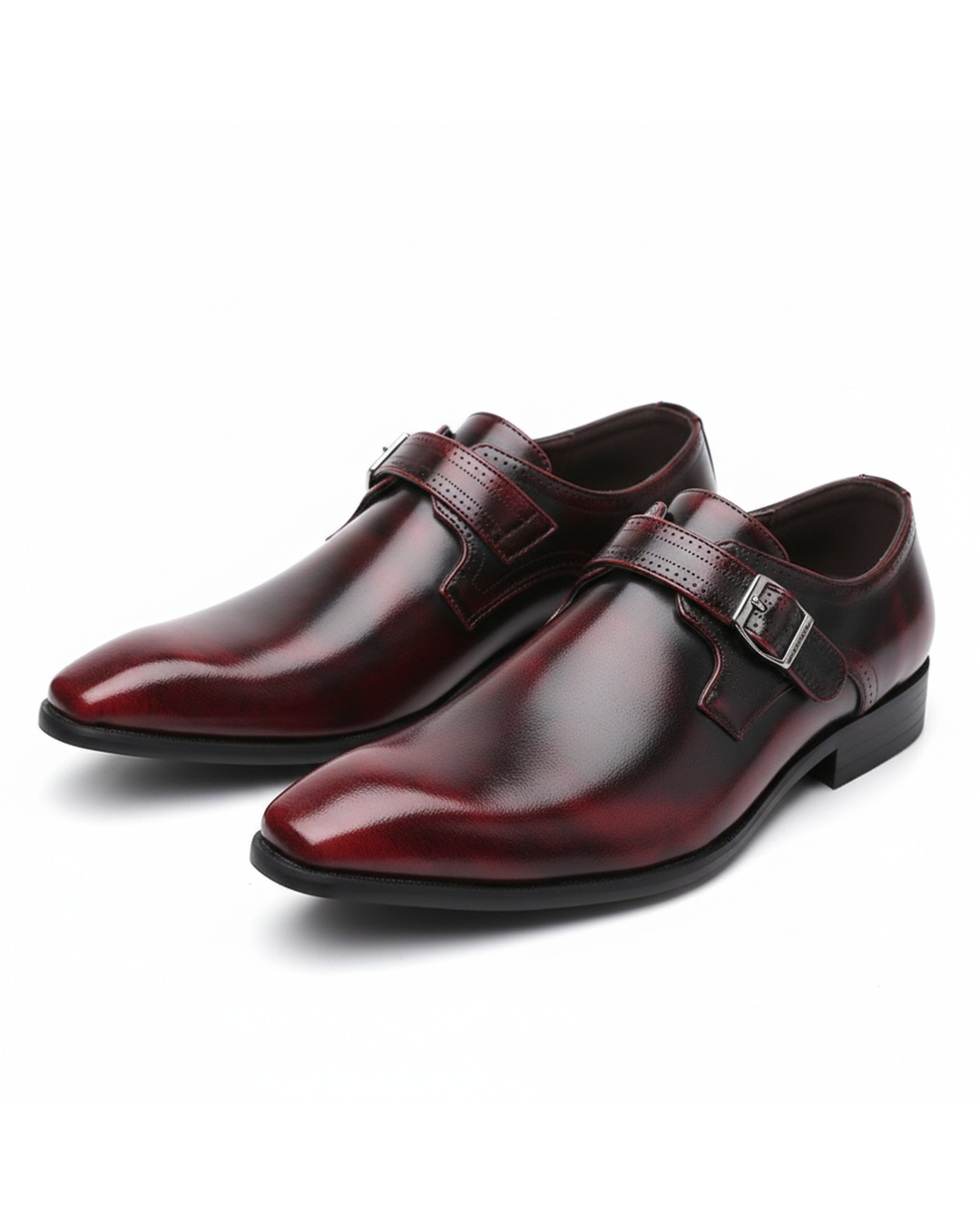 Men's Burnished Leather Monk Strap Shoes