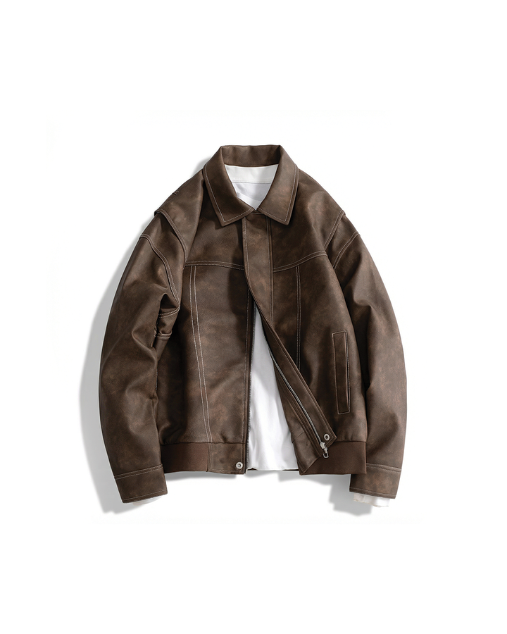Men's Vegan Leather Bomber Jacket