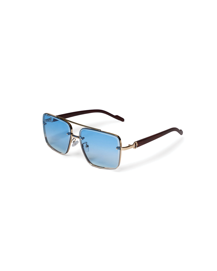 Men's Square Sunglasses – Gold Frame & Wood Accent