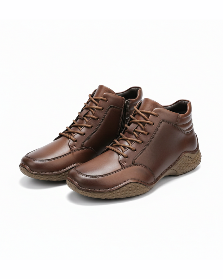 Men’s Leather Ankle Boots – Zip Comfort & Grip