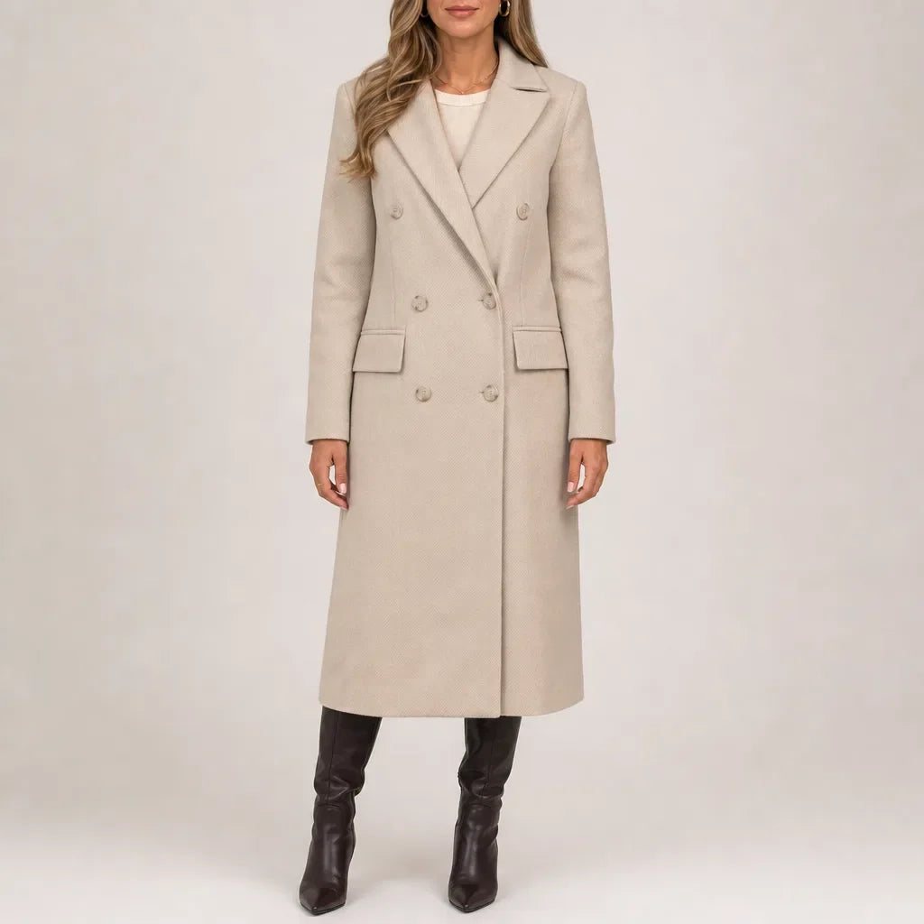 Seraphine Winter Long Coat for Women Double Breasted Elegant