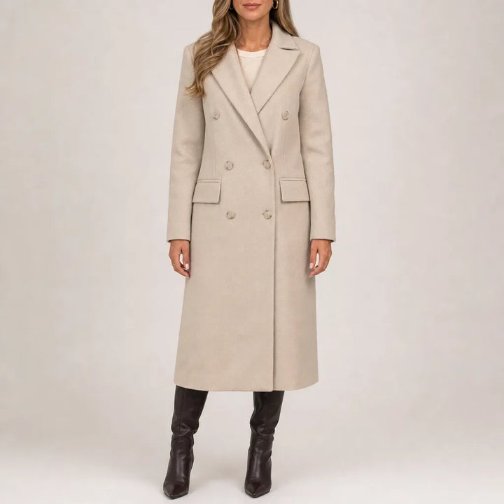 Seraphine Winter Long Coat for Women Double Breasted Elegant