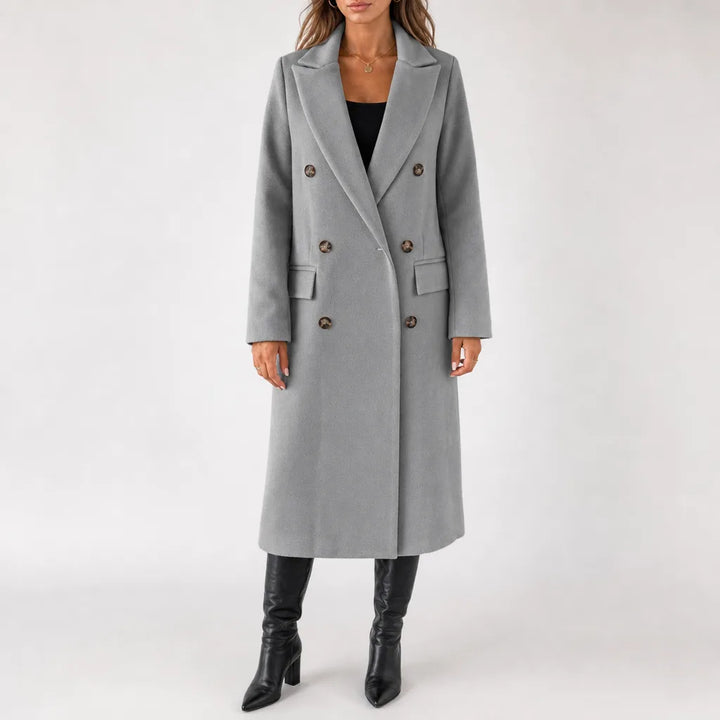 Seraphine Winter Long Coat for Women Double Breasted Elegant