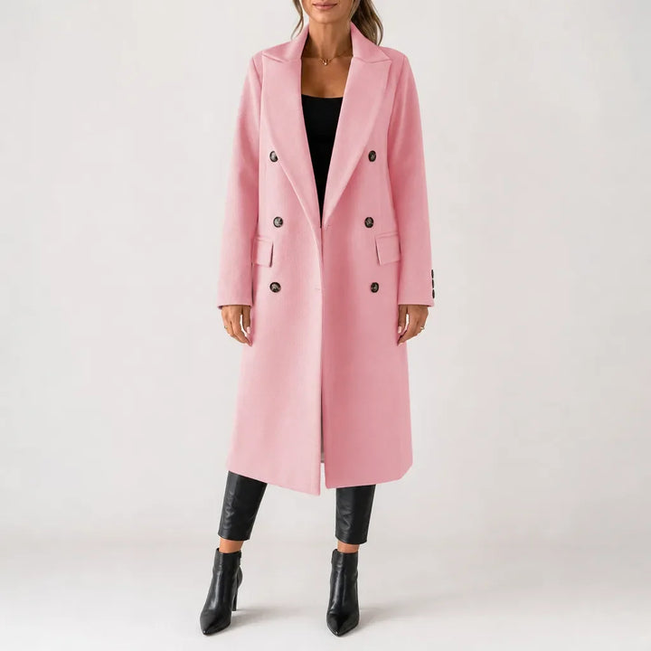 Seraphine Winter Long Coat for Women Double Breasted Elegant