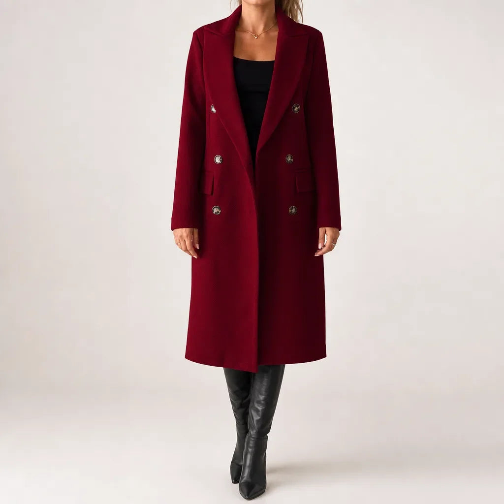 Seraphine Winter Long Coat for Women Double Breasted Elegant
