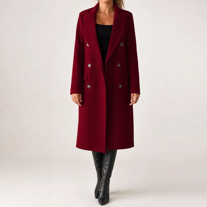 Seraphine Winter Long Coat for Women Double Breasted Elegant