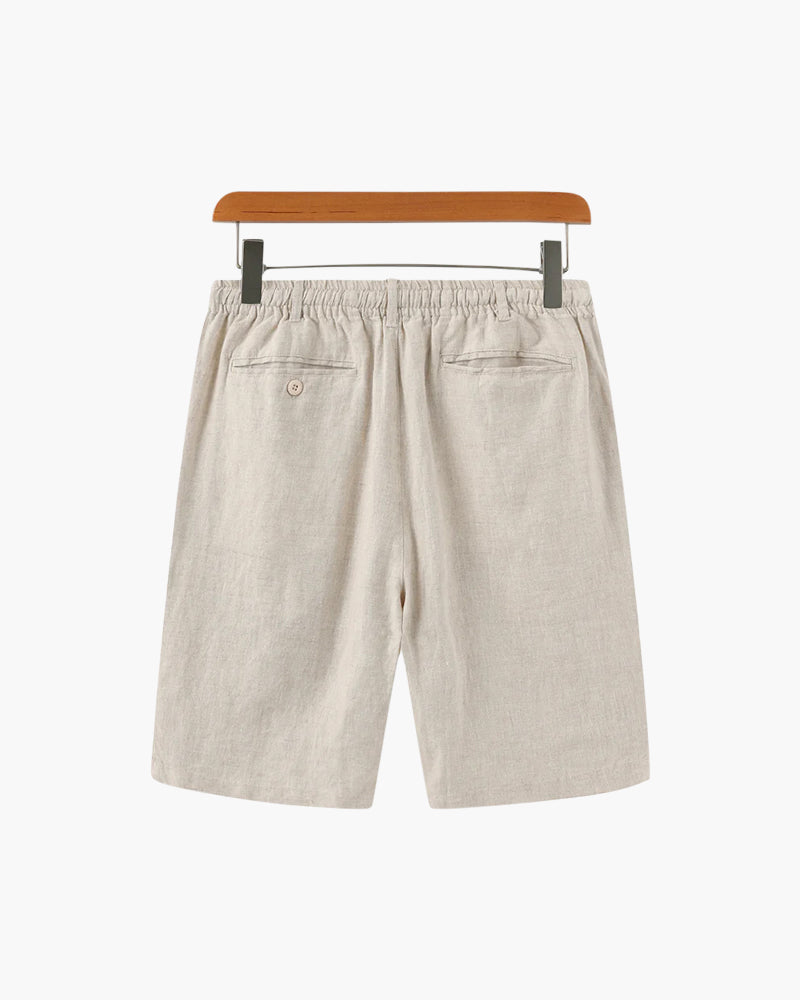 Men's White Linen Shorts - Casual Summer Beach Shorts