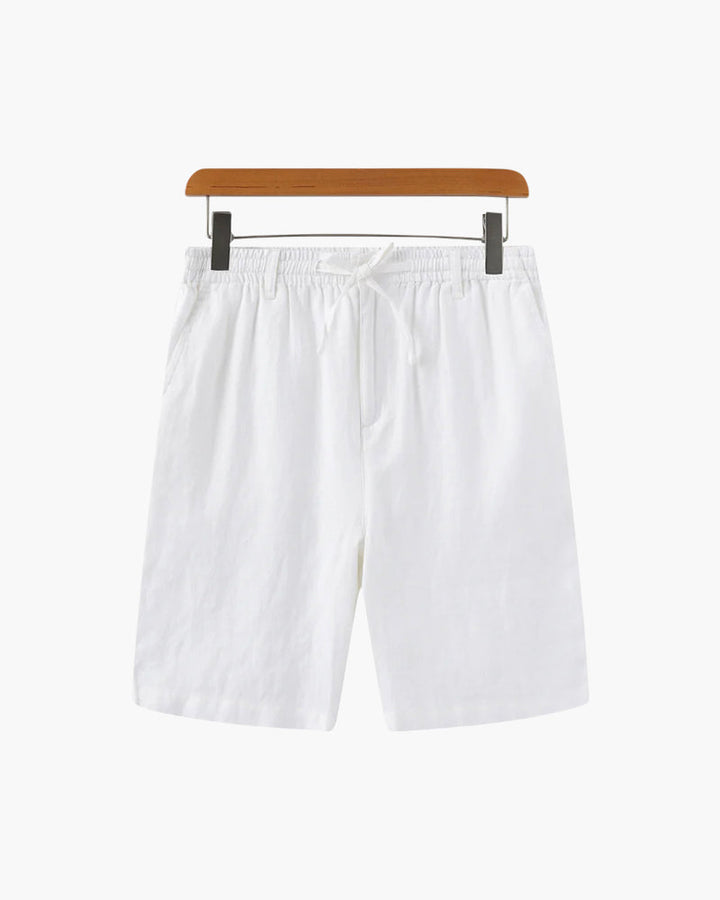 Men's White Linen Shorts - Casual Summer Beach Shorts