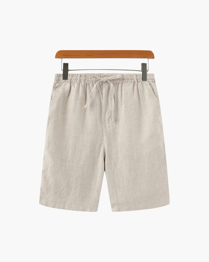 Men's White Linen Shorts - Casual Summer Beach Shorts