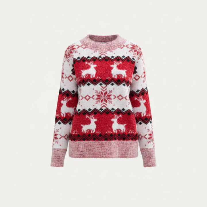 Women's Reindeer Fair Isle Crew Neck Sweater