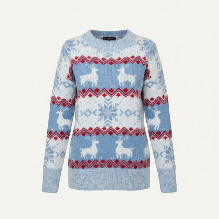 Women's Reindeer Fair Isle Crew Neck Sweater