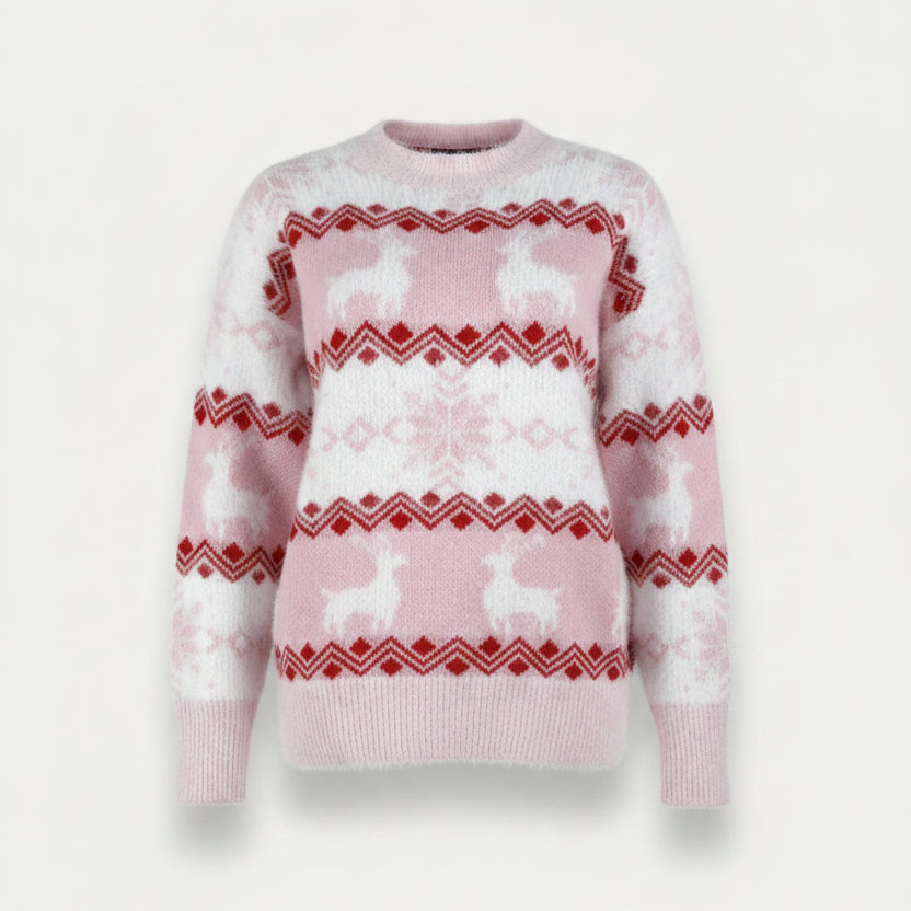 Women's Reindeer Fair Isle Crew Neck Sweater