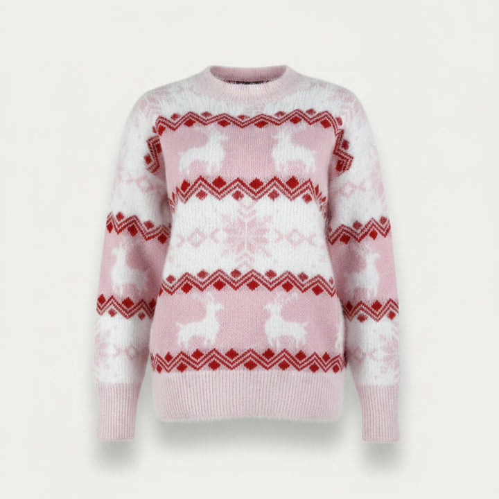 Women's Reindeer Fair Isle Crew Neck Sweater