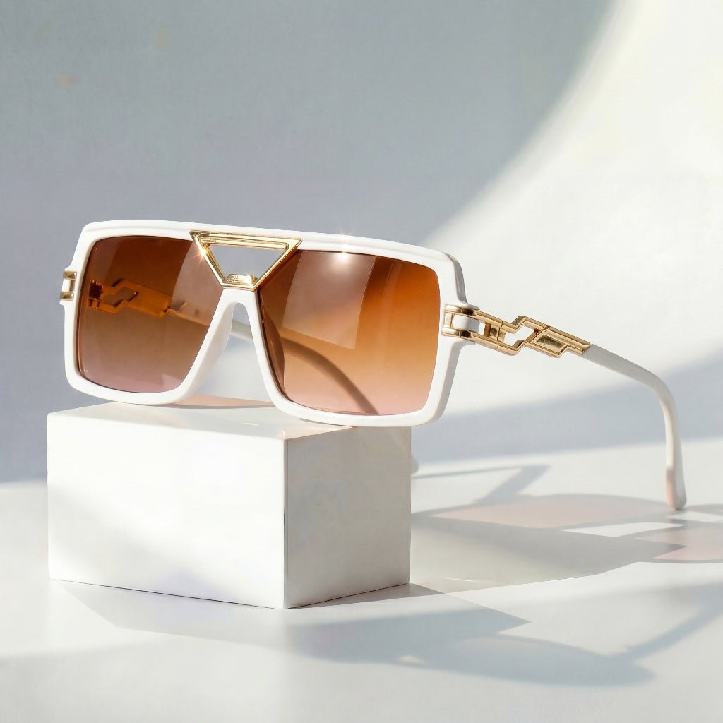 Evelyn | Sunglasses Chain Link Retro Square UV Protection Gold Accent