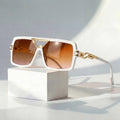 Evelyn | Sunglasses Chain Link Retro Square UV Protection Gold Accent