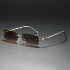 James | Sunglasses Rimless Rectangular Gold Gradient Tinted