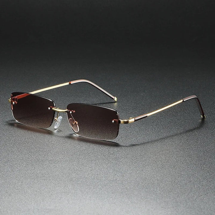 James | Sunglasses Rimless Rectangular Gold Gradient Tinted