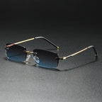 James | Sunglasses Rimless Rectangular Gold Gradient Tinted