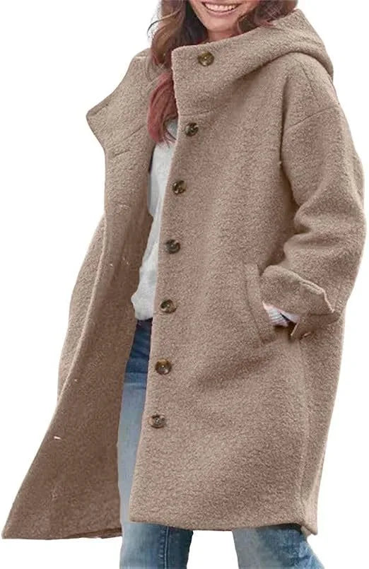 Winter Teddy Trench Coat Women Hooded Longline Plush Coat