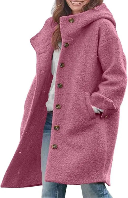 Winter Teddy Trench Coat Women Hooded Longline Plush Coat