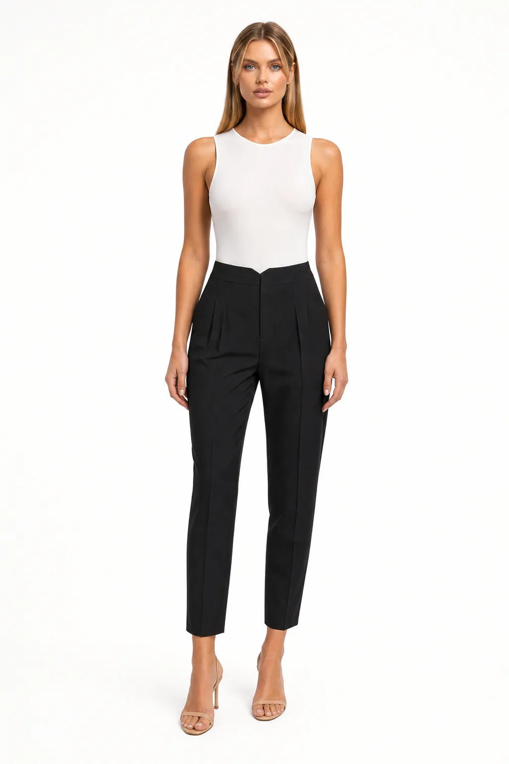 Thea Pleated Tapered Pants With High Rise Waist
