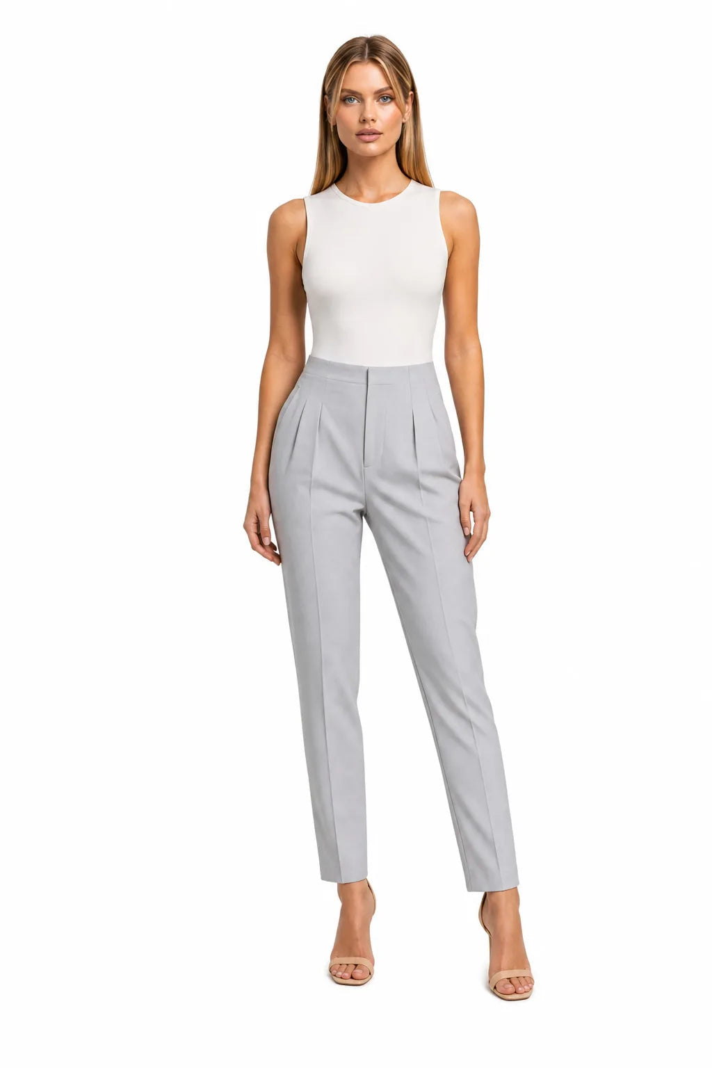 Thea Pleated Tapered Pants With High Rise Waist
