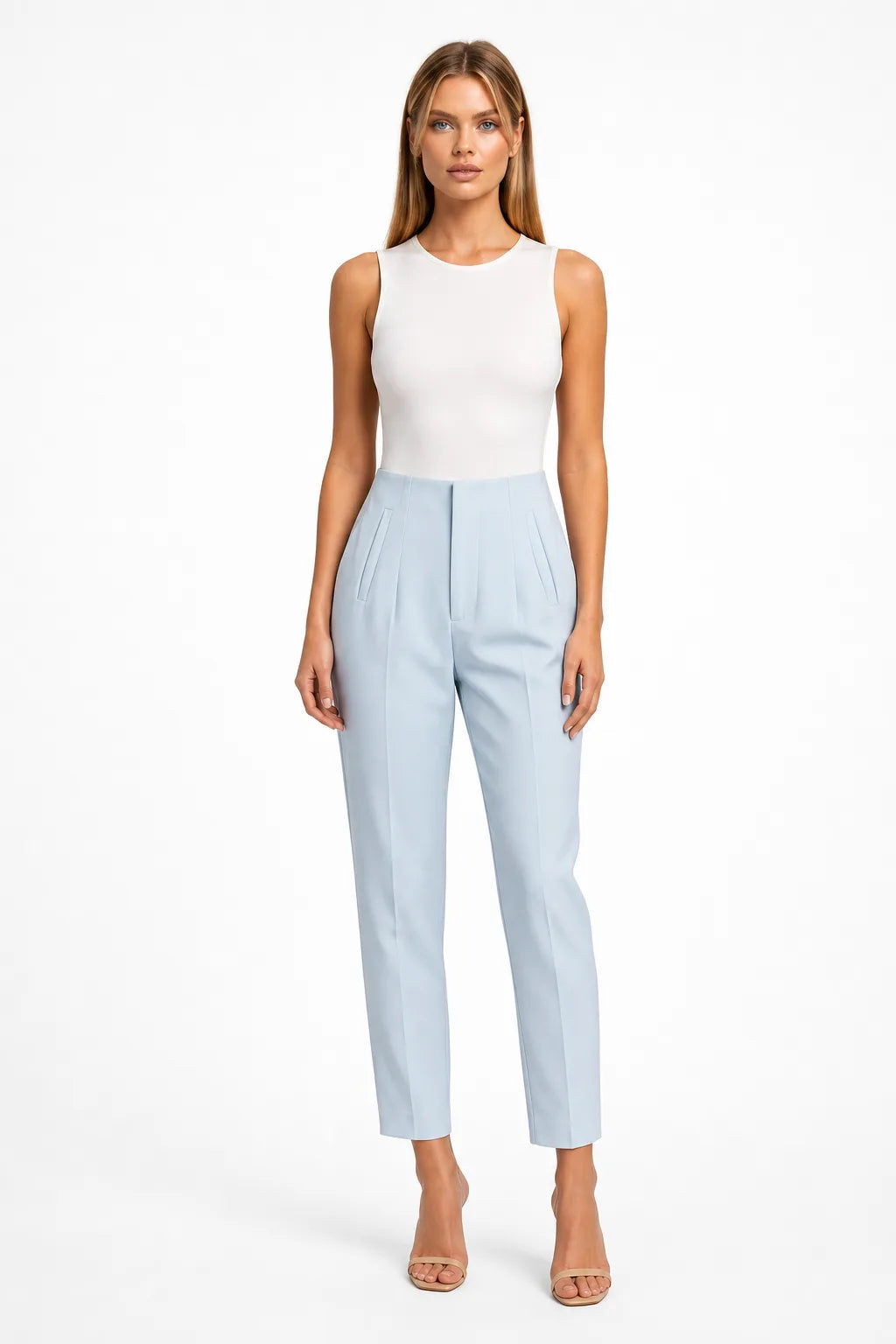 Thea Pleated Tapered Pants With High Rise Waist