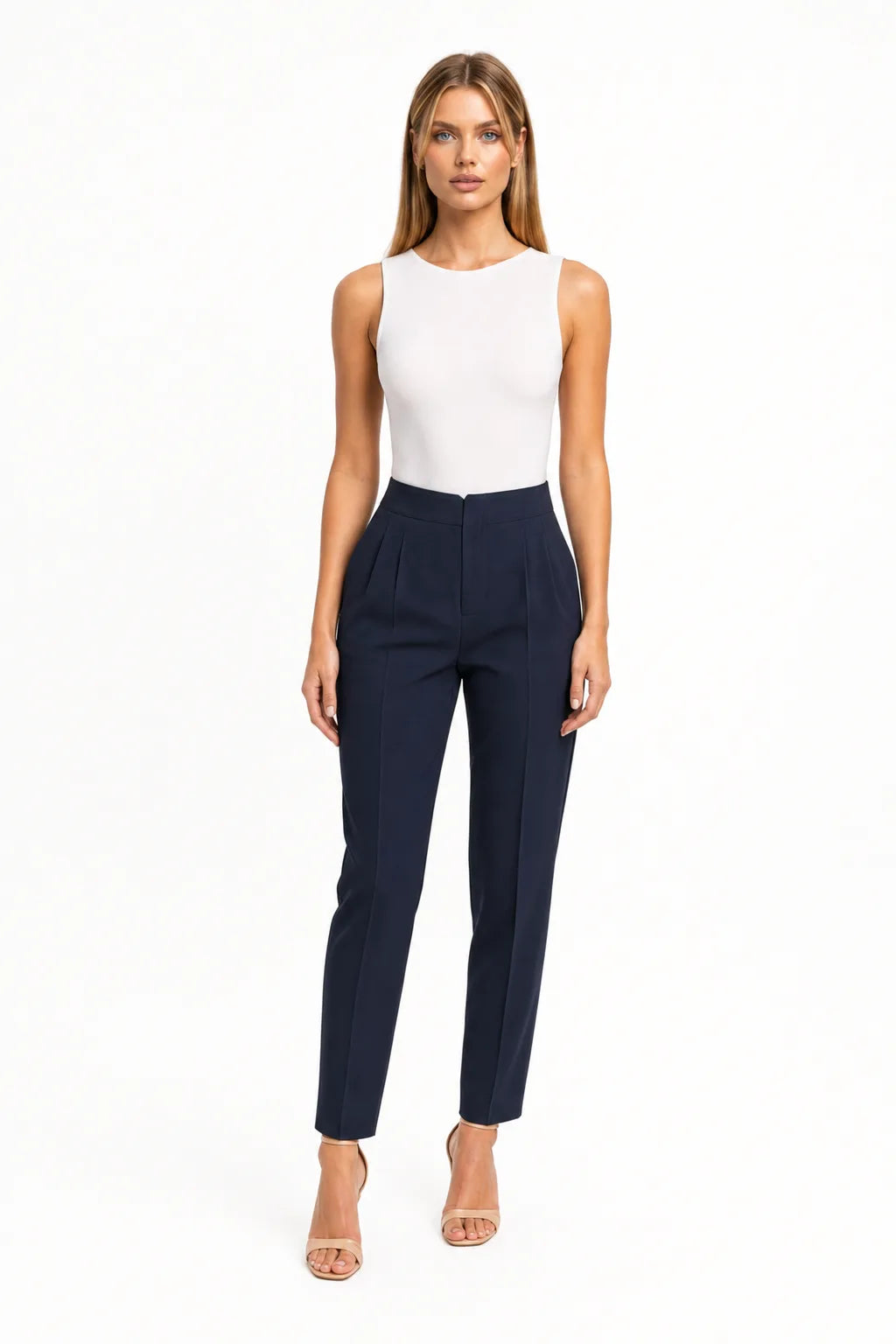 Thea Pleated Tapered Pants With High Rise Waist