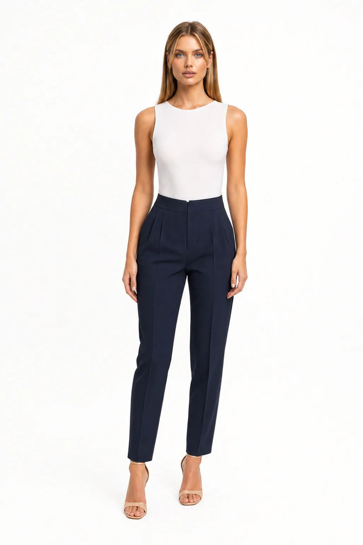 Thea Pleated Tapered Pants With High Rise Waist