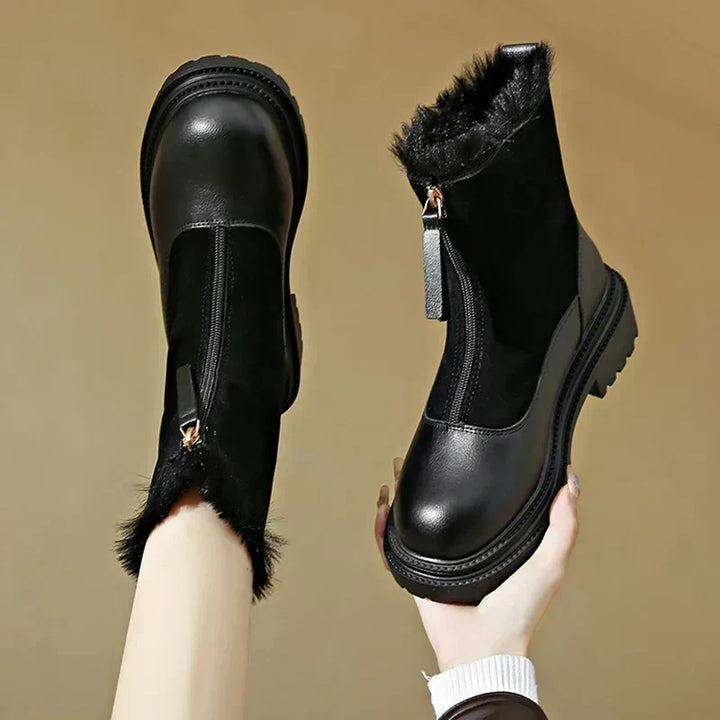 Women's Faux Fur Lined Front-Zip Winter Boots