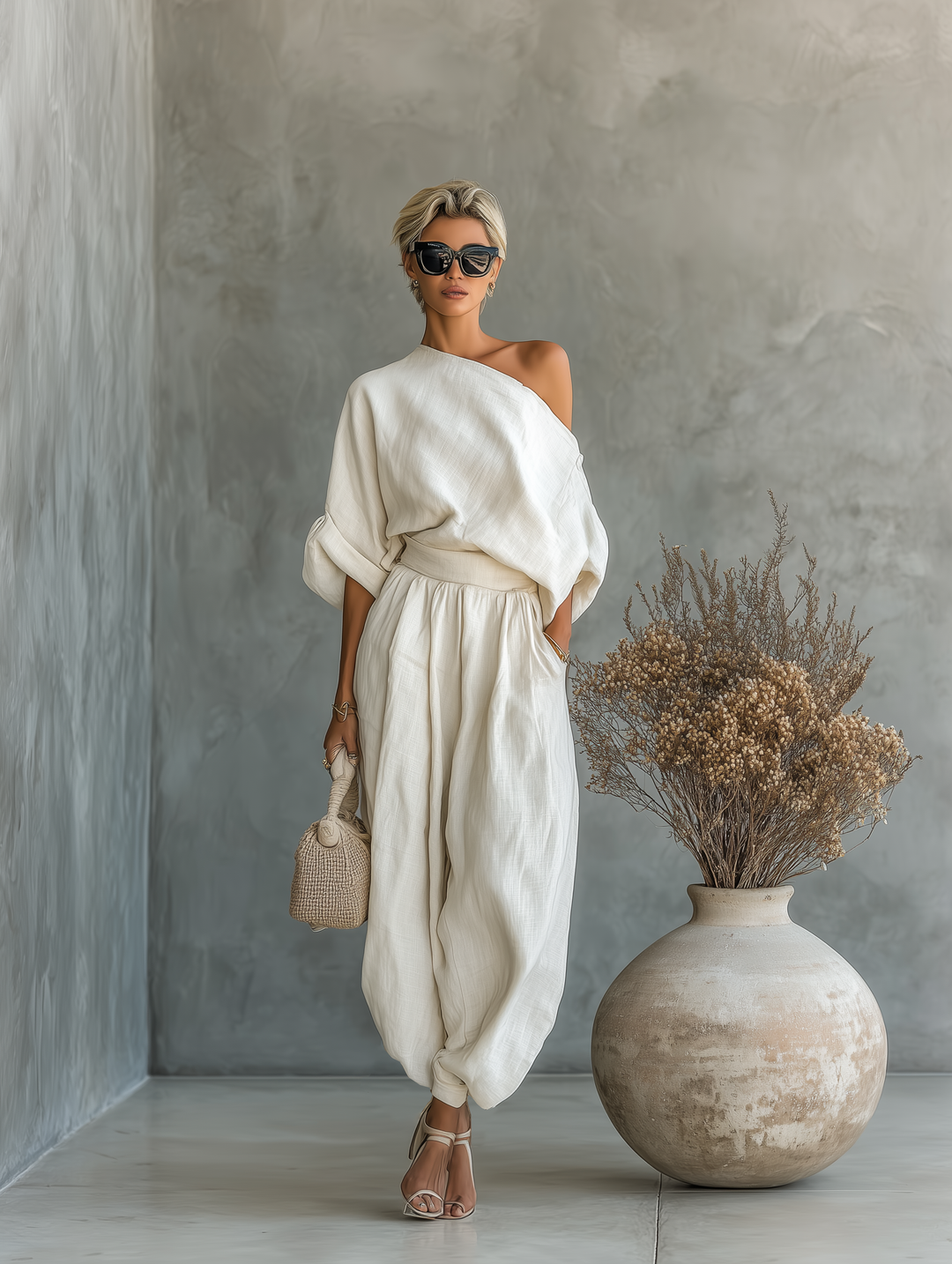 Thessaly | Women's Off Shoulder Long Sleeve Two Piece Set