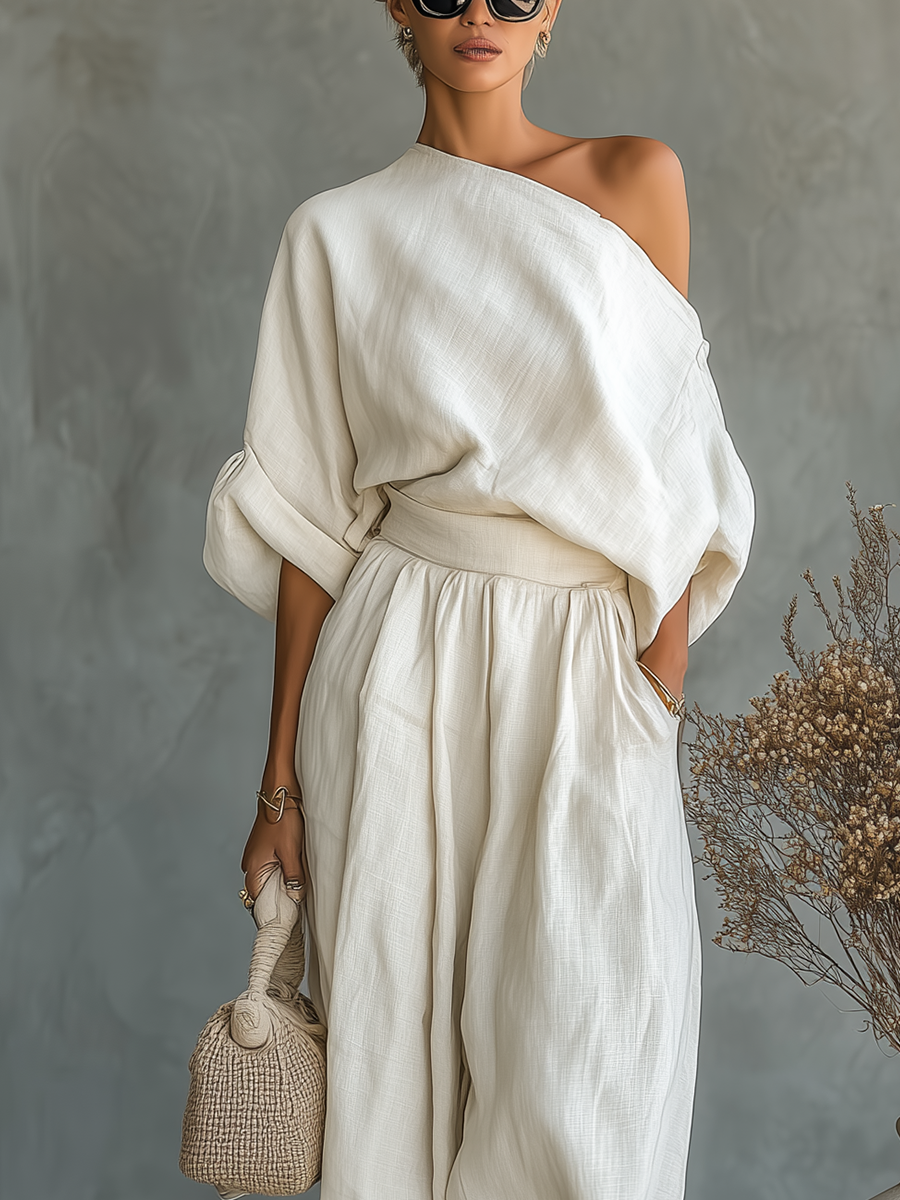 Thessaly | Women's Off Shoulder Long Sleeve Two Piece Set