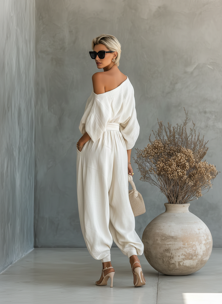 Thessaly | Women's Off Shoulder Long Sleeve Two Piece Set