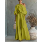 Thessaly | Women's Off Shoulder Long Sleeve Two Piece Set