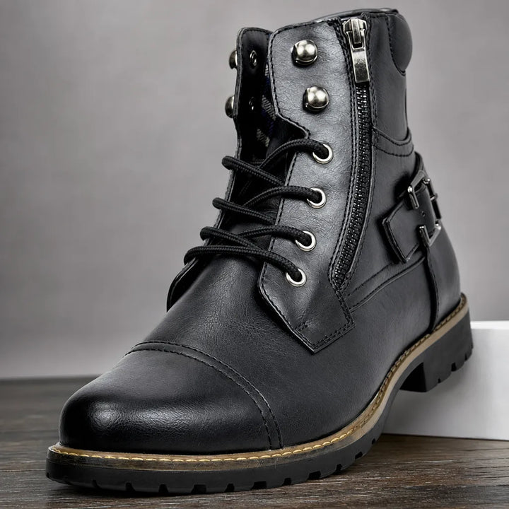 Thorne Men's Military Boots - Studded Cap-Toe Lace-Up Boot