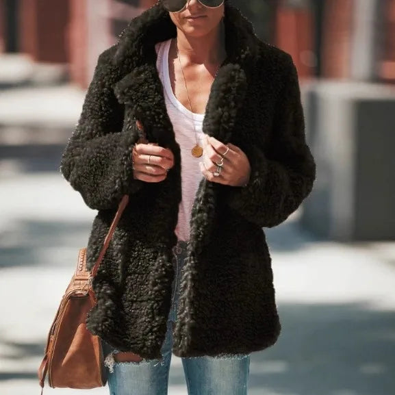Tia Winter Teddy Coat for Women Fleece Fuzzy Jacket Plus Size