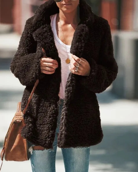 Tia Winter Teddy Coat for Women Fleece Fuzzy Jacket Plus Size
