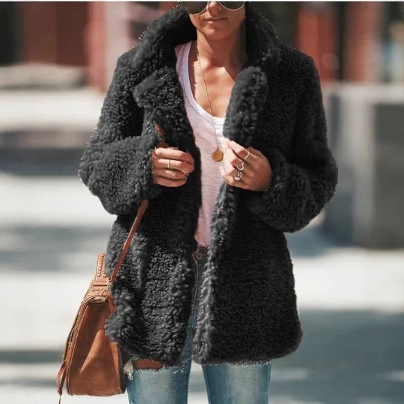 Tia Winter Teddy Coat for Women Fleece Fuzzy Jacket Plus Size