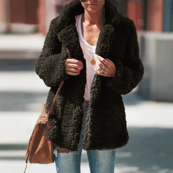 Tia Winter Teddy Coat for Women Fleece Fuzzy Jacket Plus Size
