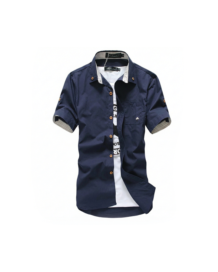 Men's Cotton Button-Up Shirt – Lightweight & Breathable